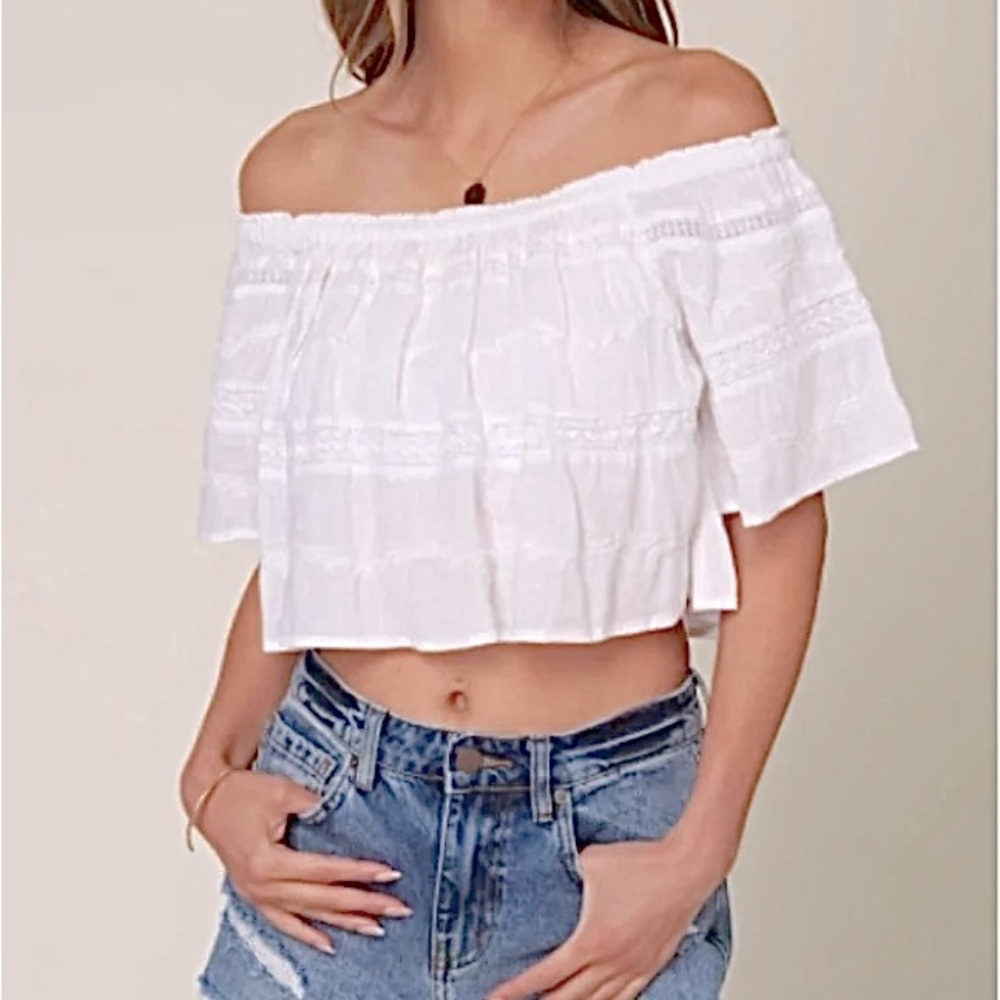 ONEILL white flow short sleeve summer crop top